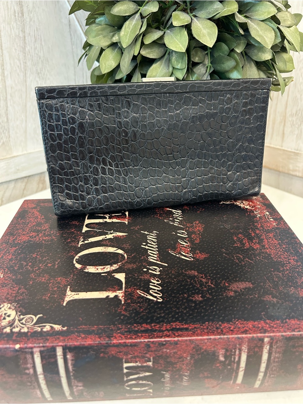 Banana Republic Black Croc-Embossed Clutch